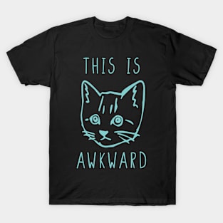 Awkward cat teal T-Shirt